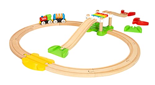 BRIO My First Railway – 33727 Beginner Pack | Wooden Toy Train Set for Kids Age 18 Months and Up