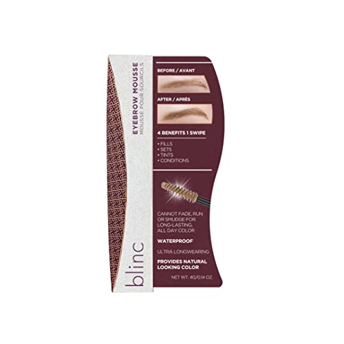Blinc Eyebrow Mousse, Extreme Hold Tinted Eyebrow Gel with Peptides and Vitamins A and E, Natural Finish, Long-Wearing, Waterproof, Vegan, Gluten-Free and Cruelty-Free, Dark Blonde, 4.7mL/ 0.16 Fl. Oz