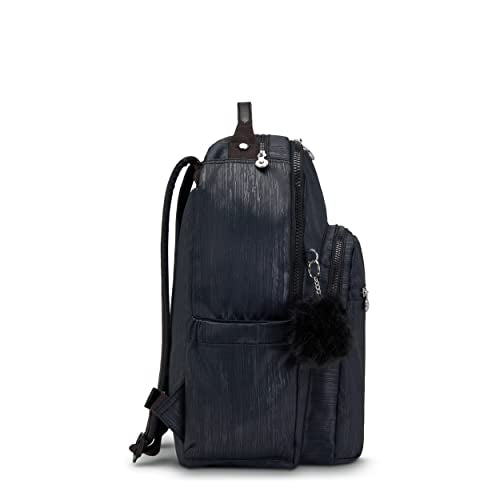 Kipling Women's Seoul 15' Device Backpack, Durable, Roomy with Padded Shoulder Straps, School Bag, Sparkling Slate, 12.75''L x 17.25''H x 9''D