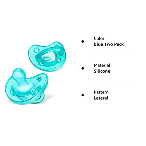 Chicco PhysioForma 100% Soft Silicone One Piece Pacifier for Babies 0-6 Months, Teal, Orthodontic Nipple, BPA-Free, 2-Count in Sterilizing Case