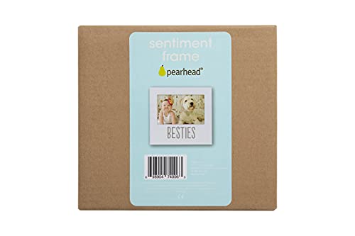 Pearhead Bestie and Baby Frame, Baby and Pet Keepsake Frame, 4' x 6' Photo Insert, Tabletop And Wall Mount Picture Frame, White