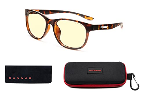 GUNNAR - Premium Gaming and Computer Glasses for Kids (age 12+) - Blocks 65% Blue Light - Rush, Tortoise, Amber Tint