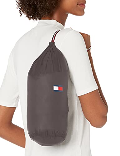 Tommy Hilfiger Women's Mid-Length Puffer Hooded Down Jacket with Drawstring Packing Bag, Eiffel, X-Small