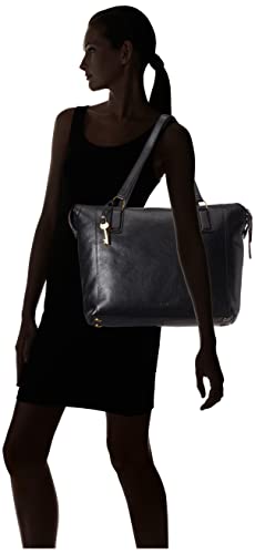 Fossil Women's Jacqueline Eco-Leather Tote Bag Purse Handbag, Black (Model: ZB1502001)