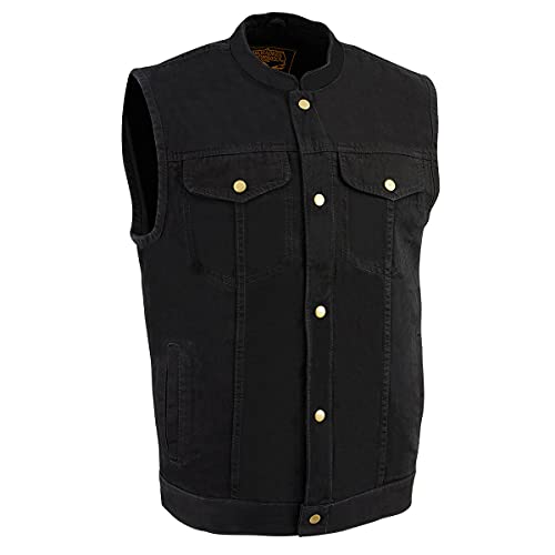 Milwaukee Leather DM2238 Men's Black Denim Snap Front Club Style Vest - XX-Large
