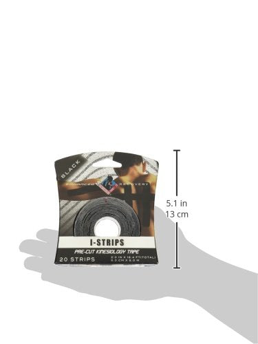 Mueller Sports Medicine Kinesiology Tape I-Strip Roll, Black, 2' x 9.75', 20 Count