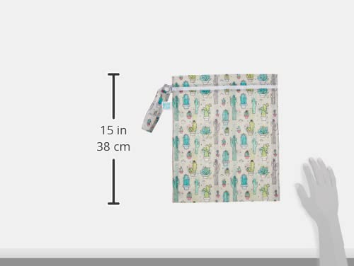 Bumkins Waterproof Wet Bag, Washable, Reusable for Travel, Beach, Pool, Stroller, Diapers, Dirty Gym Clothes, Wet Swimsuits, Toiletries, 12x14, Cactus