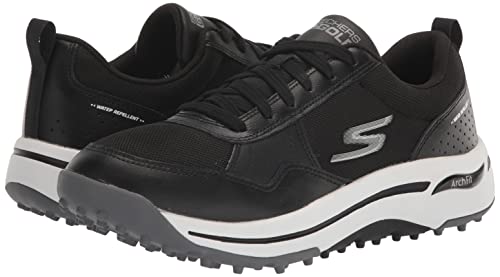 Skechers Men's Go Arch Fit Golf Shoe Sneaker, Black/White, 10.5