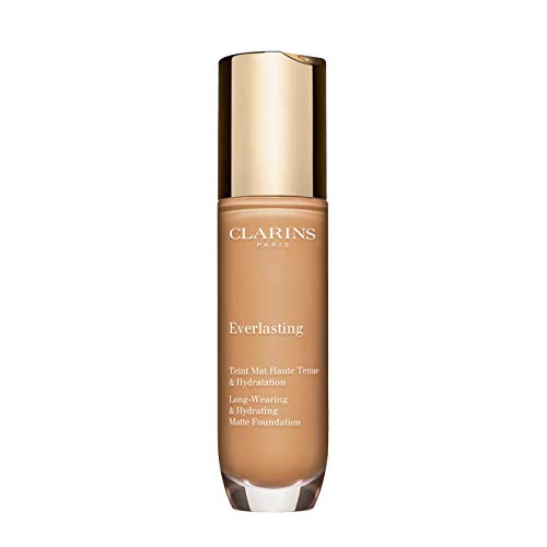 Clarins Everlasting Foundation | Full Coverage and Long-Wearing | Hides Imperfections, Evens Skin Tone and Hydrates | Natural, Matte Finish | Transfer-Proof, Sweat-Proof, Smudge-Proof | 1 Fl Oz