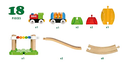BRIO My First Railway – 33727 Beginner Pack | Wooden Toy Train Set for Kids Age 18 Months and Up