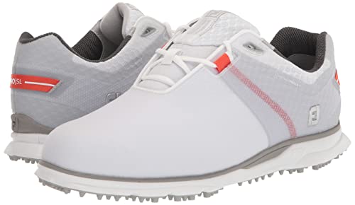 FootJoy Men's Pro|sl Sport Golf Shoe, White/Orange, 11