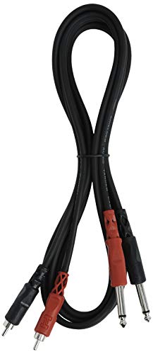 Hosa CPR-202 Dual 1/4' TS to Dual RCA Stereo Interconnect Cable, 2 Meters