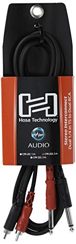 Hosa CPR-202 Dual 1/4' TS to Dual RCA Stereo Interconnect Cable, 2 Meters