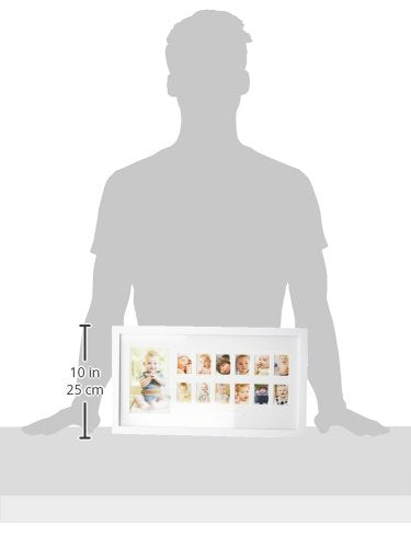 Pearhead My First Year Photo Moments Baby Keepsake Picture Frame, Baby’s First Year Photo Frame, Mother’s Day Accessory, Gender-Neutral Baby Milestone Nursery Wall Décor, 13 Photo Inserts, White