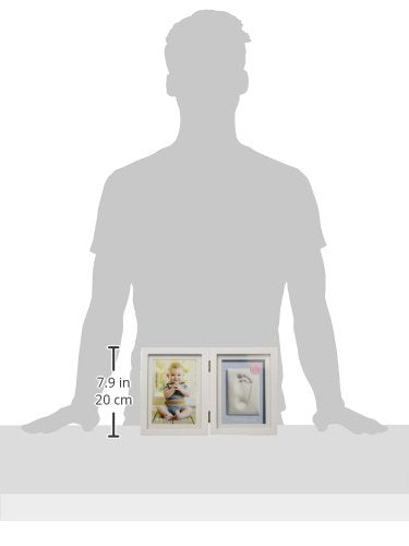 Pearhead Babyprints Newborn Baby Handprint and Footprint Desk Photo Frame and Impression Kit - Makes A Perfect, White