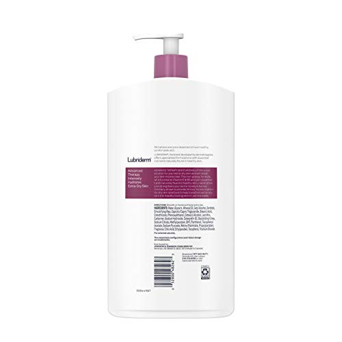 Lubriderm Advanced Therapy Fragrance-Free Moisturizing Lotion with Vitamins E and Pro-Vitamin B5, Intense Hydration for Extra Dry Skin, Non-Greasy Formula, Pack of Three, 3 x 24 fl. oz