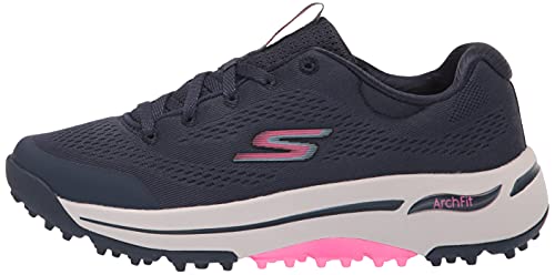Skechers Women's Go Arch Fit Golf Shoe, Navy/Pink, 5.5