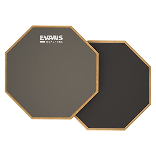 Evans RealFeel - Drum Practice Pad - Drum Pad - Drummer Practice Pad - Gum Rubber and Neoprene, 2 Sided, 6 Inch