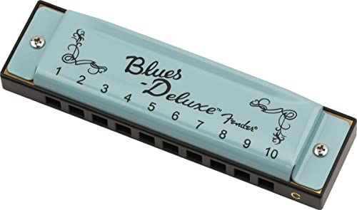 Fender Blues Deluxe Harmonica, Key of C, Daphne Blue