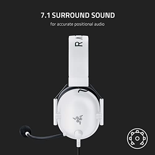 Razer BlackShark V2 X Gaming Headset: 7.1 Surround Sound - 50mm Drivers - Memory Foam Cushion - for PC, PS4, PS5, Switch, Xbox One, Xbox Series X|S, Mobile - 3.5mm Audio Jack – White