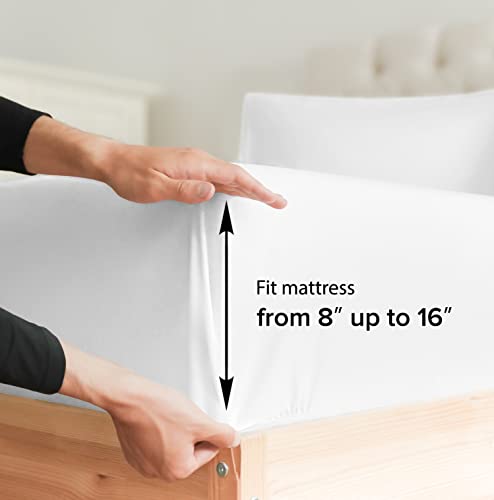 Queen Size Sheet Set - Breathable and Cooling - Hotel Luxury Bed Sheets - Extra Soft - Deep Pockets - Easy Fit - 4 Piece Set - Wrinkle Free - Comfy – White – 4 PC