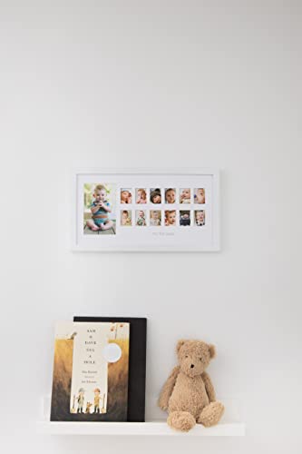 Pearhead My First Year Photo Moments Baby Keepsake Picture Frame, Baby’s First Year Photo Frame, Mother’s Day Accessory, Gender-Neutral Baby Milestone Nursery Wall Décor, 13 Photo Inserts, White