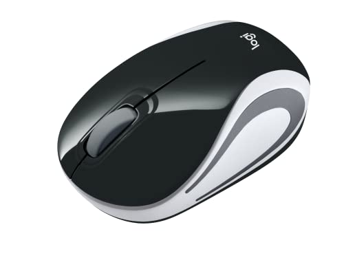 Logitech Wireless Mini Mouse M187 Ultra Portable, 1000 DPI Optical Tracking, 3-Buttons, PC/Mac/Laptop - Black/White
