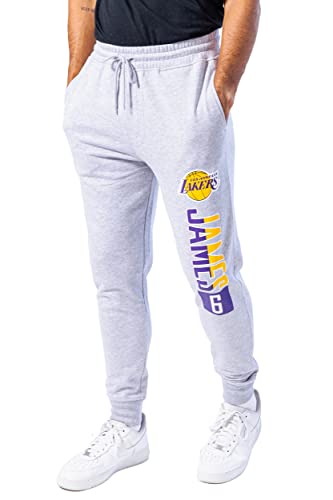 Ultra Game NBA Los Angeles Lakers - Lebron James Mens Active Fleece Jogger, Heather Charcoal, Medium