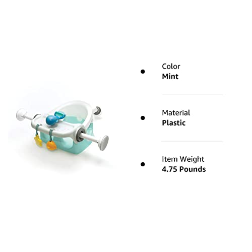 Summer My Bath Seat with Toys – Baby Bathtub Seat for Sit-Up Bathing with Backrest Support, Plus Fun Bath Toys – Easy to Set-Up, Remove, and Store, with Secure Suction Cups, Mint, 4 Piece Set