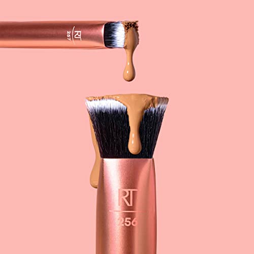 Real Techniques Face Base Makeup Brush Kit, For Concealer, Foundation, and Contour, Works With Liquid, Cream and Powder Products, Staples For Blending and Buffing, 4 Piece Set