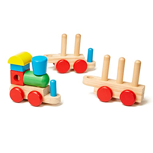 Melissa and Doug Stacking Train - Classic Wooden Toddler Toy (18 pcs) - Wooden Train Set, Wooden Sorting and Stacking Toys For Toddlers Ages 2+