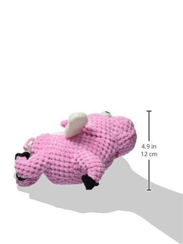 goDog Checkers Flying Pig Dog Toy, Chew Guard Technology, Durable Plush, Squeaker Dog Toy, Pink, Small (770104)