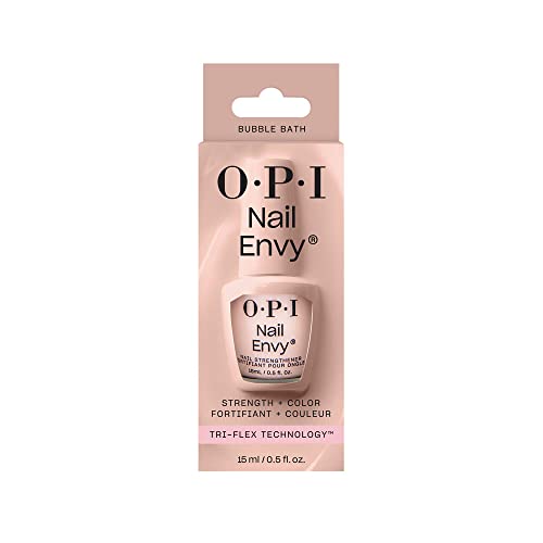 OPI Nail Envy, Nail Strengthening Treatment, Stronger Nails in 1 Week, Vegan Formula, Sheer Soft Nude Finish, Bubble Bath, 0.5 fl oz
