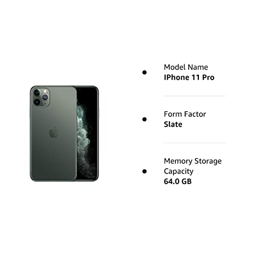 Apple iPhone 11 Pro, 64GB, Midnight Green - Unlocked (Renewed Premium)