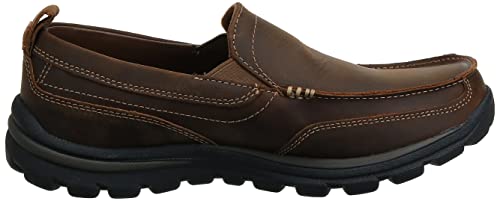Skechers USA Men's Relaxed Fit Memory Foam Superior Gains Slip-On,9.5 M US,Dark Brown