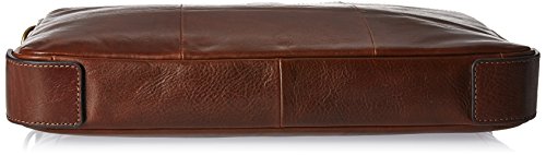 Fossil Men's Haskell Leather Single Zip Briefcase Messenger Device Bag, Cognac , (Model: MBG9343222)