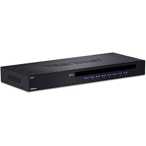 TRENDnet 8-Port USB/PS2 Rack Mount KVM Switch, TK-803R, VGA and USB Connection, Supports USB and PS/2 Connections, Device Monitoring, Auto Scan, Audible Feedback, Control up to 8 Computers/Servers