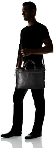 Fossil Men's Haskell Leather Double Zip Briefcase Messenger Device Bag, Black , (Model: MBG9342001)