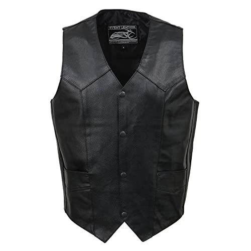 EVENT LEATHER EL5310 Black Motorcycle Leather Vest for Men - Riding Club Adult Motorcycle Vests - X-Large