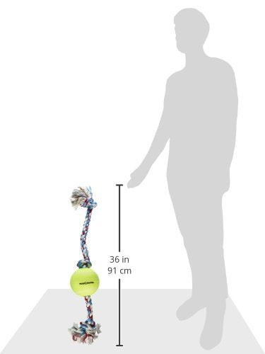 Mammoth Flossy Chews Tug with BIG 6-Inch Tennis Ball, X-Large, 36-Inch, Assorted Multicolor (51100F)