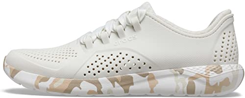 Crocs Women's Literide Pacer Lace-Up Sneakers, Camo/Almost Whi, 6 Women