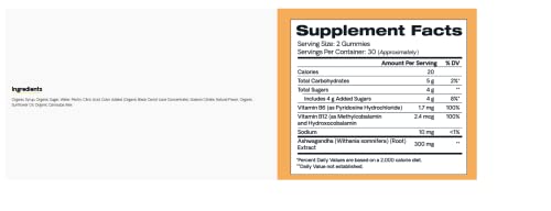 Hello Bello Organic Ashwagandha Gummies With B12 And B6 - Stress And Mood Support Vitamins Vegan, Plant-Based, Non-GMO Gummy Vitamins I 60 Count