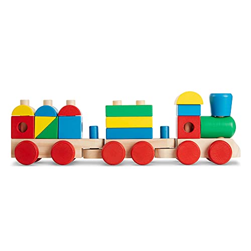 Melissa and Doug Stacking Train - Classic Wooden Toddler Toy (18 pcs) - Wooden Train Set, Wooden Sorting and Stacking Toys For Toddlers Ages 2+