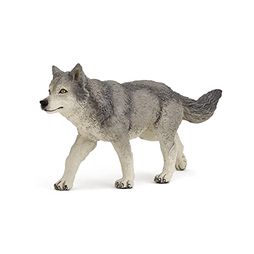 Papo -hand-painted - figurine -Wild animal kingdom - Grey Wolf -53012 -Collectible - For Children - Suitable for Boys and Girls- From 3 years old