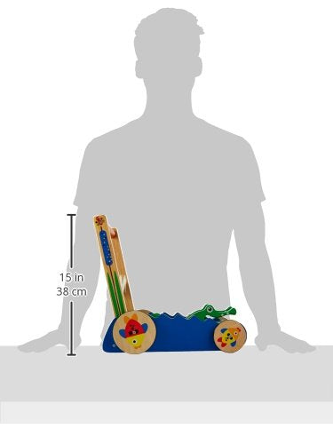 Melissa and Doug Deluxe Chomp and Clack Alligator Push Toy and Activity Walker - Wooden Baby Push Walker For Ages 1+