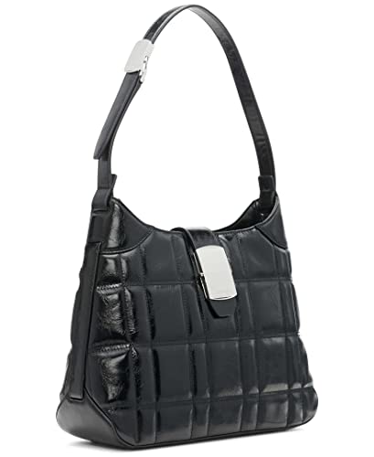 Calvin Klein Frankie Shoulder Bag, Black Quilted Grid