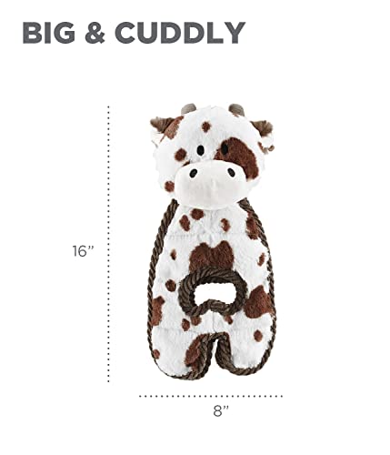 Charming Pet Cuddle Tugs Cow Plush Squeaky Dog Toy
