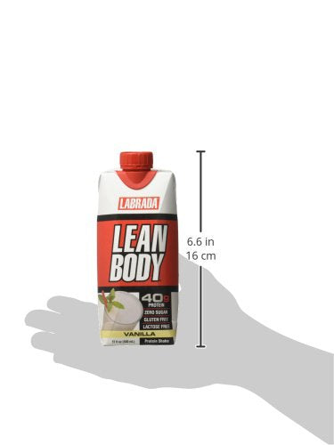 Lean Body Ready-to-Drink Vanilla Protein Shake, 40g Protein, Whey Blend, 0 Sugar, Gluten Free, 22 Vitamins and Minerals, (Recyclable Carton and Lid - Pack of 12) LABRADA