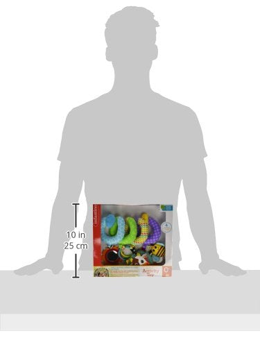 Infantino Stretch and Spiral Activity Toy - Textured Play Activity Toy for Sensory Exploration and Engagement, Ages 0 and Up, Blue Farm