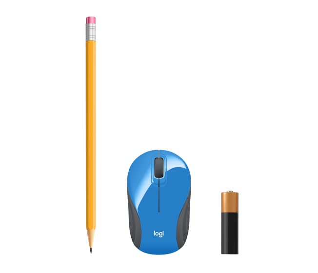 Logitech Wireless Mini Mouse M187 Ultra Portable, 1000 DPI Optical Tracking, 3-Buttons, PC/Mac/Laptop - Blue